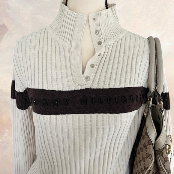 Tommy Hilfiger Cream Sweater with Black Stripe - Picture 3 of 8